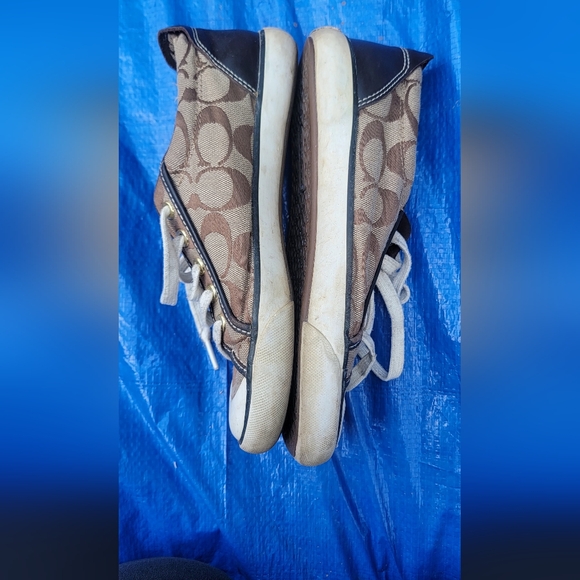 Brown monogram Coach tennis shoes size 8.5 - Picture 7 of 8